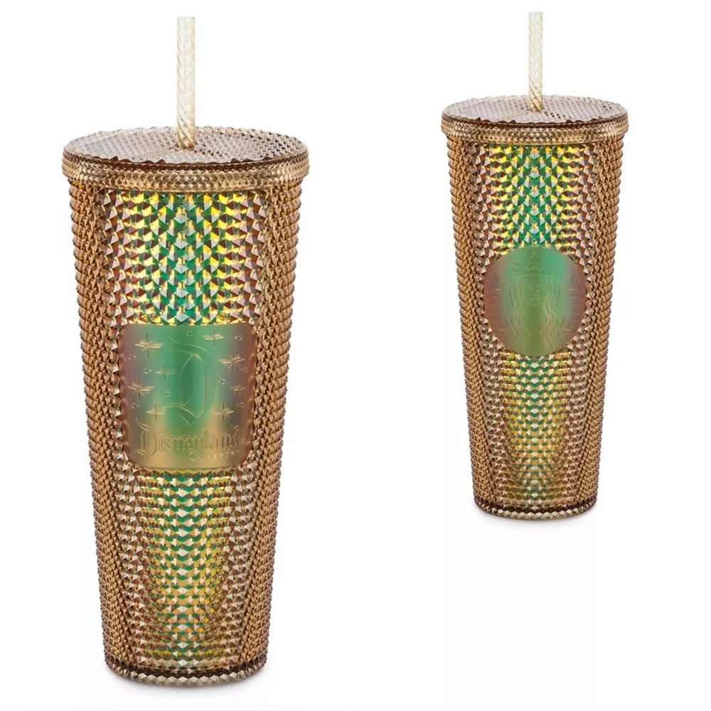 NWT Disneyland Starbucks Gold Iridescent Tumbler with Straw